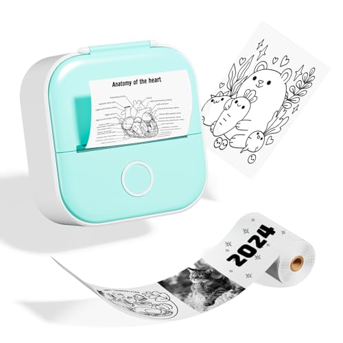 Odaro T02 Mini Drucker, Inkless Sticker Drucker Protable, Inkless Fotodrucker mit 1 Rolle Papier, Bluetooth Thermotaschendrucker für Notizen, Fotos, DIY Druck, Geburtstag,Grün Odaro T02 Mini Drucker, Inkless Sticker Drucker Protable, Inkless Fotodrucker mit 1 Rolle Papier, Bluetooth Thermotaschendrucker für Notizen, Fotos, DIY Druck, Geburtstag,Grün von Odaro