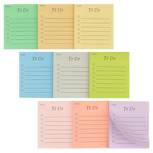 OdiuK 9 Packung Haftnotizen To Do Liste Notizzettel, 9 X 7.5cm Farbige Sticky Notes Linierte Selbstklebende Notizblock, Haftnotizzettel für Büro Zuhause Schule (9 Farben, 450 Stücke) von OdiuK