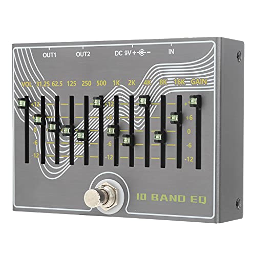 Odorkle DC 9V Tragbarer 10-Band-Equalizer True Bypass Design Gitarren-Equalizer Musikinstrument Liefert 300mA von Odorkle