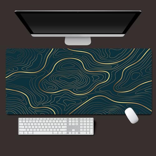Odot 3D Abstrakte Linien Mauspad Gaming, Groß Vernähte Kanten Mousepad, Schreibtischunterlage mit rutschfeste Gummibasis, Schreibtisch Unterlage für Spiele, Büro (Dunkelblau 1,400x900x3mm) von Odot