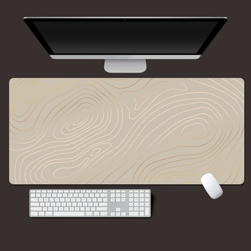 Odot 3D Abstrakte Linien Mauspad Gaming, Groß Vernähte Kanten Mousepad, Schreibtischunterlage mit rutschfeste Gummibasis, Schreibtisch Unterlage für Spiele, Büro (Khaki 1,300x800x3mm) von Odot