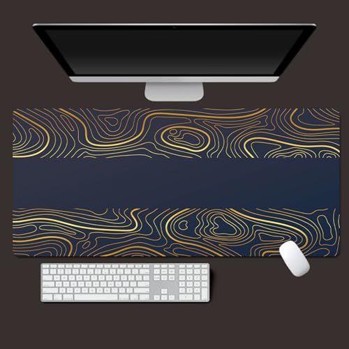 Odot 3D Abstrakte Linien Mauspad Gaming, Groß Vernähte Kanten Mousepad, Schreibtischunterlage mit rutschfeste Gummibasis, Schreibtisch Unterlage für Spiele, Büro (Marineblau 1,300x800x5mm) von Odot