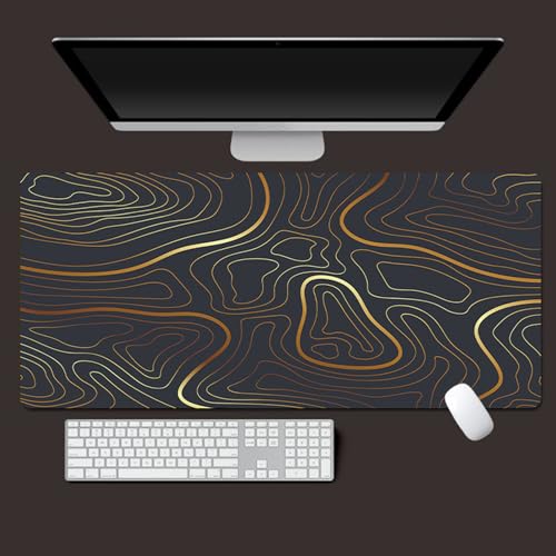 Odot 3D Abstrakte Linien Mauspad Gaming, Groß Vernähte Kanten Mousepad, Schreibtischunterlage mit rutschfeste Gummibasis, Schreibtisch Unterlage für Spiele, Büro (Marineblau 2,400x900x5mm) von Odot