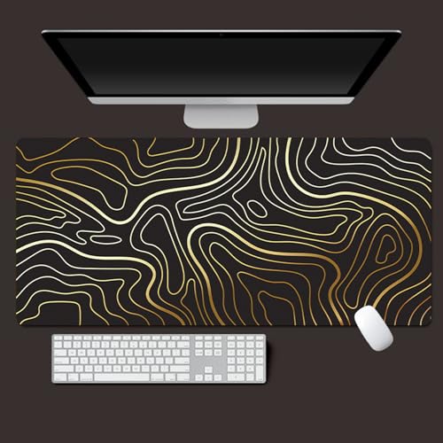 Odot 3D Abstrakte Linien Mauspad Gaming, Groß Vernähte Kanten Mousepad, Schreibtischunterlage mit rutschfeste Gummibasis, Schreibtisch Unterlage für Spiele, Büro (Schwarz 1,300x800x4mm) von Odot