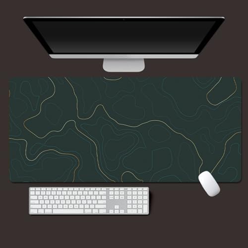 Odot Groß Mauspad Gaming, 3D Abstrakte Linien Mousepad, Vernähte Kanten Schreibtischunterlage mit rutschfeste Gummibasis, Schreibtisch Unterlage für Spiele, Büro (Dunkel Grün,400x900x4mm) von Odot