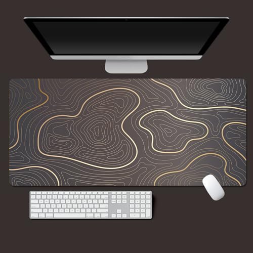 Odot Groß Mauspad Gaming, 3D Abstrakte Linien Mousepad, Vernähte Kanten Schreibtischunterlage mit rutschfeste Gummibasis, Schreibtisch Unterlage für Spiele, Büro (Grau 1,400x900x3mm) von Odot