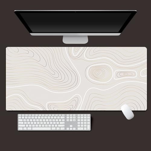 Odot Groß Mauspad Gaming, 3D Abstrakte Linien Mousepad, Vernähte Kanten Schreibtischunterlage mit rutschfeste Gummibasis, Schreibtisch Unterlage für Spiele, Büro (Grau Gold,300x800x5mm) von Odot