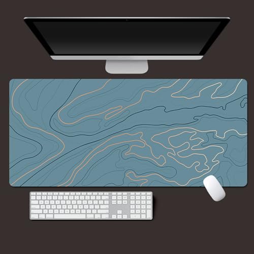 Odot Groß Mauspad Gaming, 3D Abstrakte Linien Mousepad, Vernähte Kanten Schreibtischunterlage mit rutschfeste Gummibasis, Schreibtisch Unterlage für Spiele, Büro (Hell Blau,300x800x4mm) von Odot