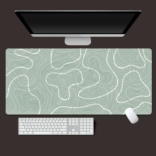 Odot Groß Mauspad Gaming, 3D Abstrakte Linien Mousepad, Vernähte Kanten Schreibtischunterlage mit rutschfeste Gummibasis, Schreibtisch Unterlage für Spiele, Büro (Hell Grün,300x800x4mm) von Odot