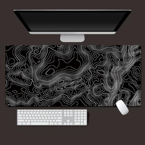 Odot Groß Mauspad Gaming, 3D Abstrakte Linien Mousepad, Vernähte Kanten Schreibtischunterlage mit rutschfeste Gummibasis, Schreibtisch Unterlage für Spiele, Büro (Schwarz 1,300x800x5mm) von Odot