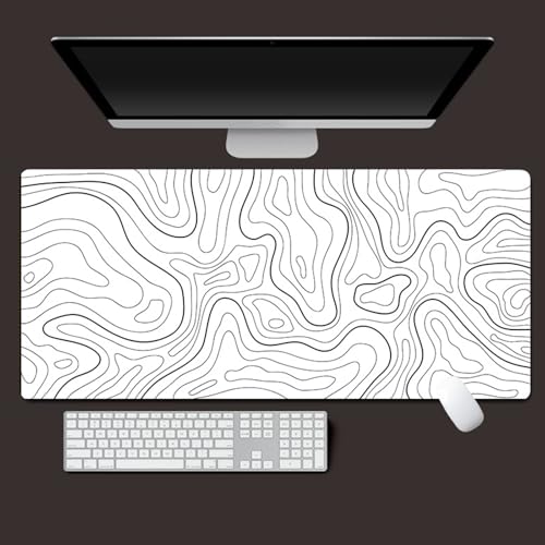 Odot Groß Mauspad Gaming, 3D Abstrakte Linien Mousepad, Vernähte Kanten Schreibtischunterlage mit rutschfeste Gummibasis, Schreibtisch Unterlage für Spiele, Büro (Weiß 1,300x800x3mm) von Odot