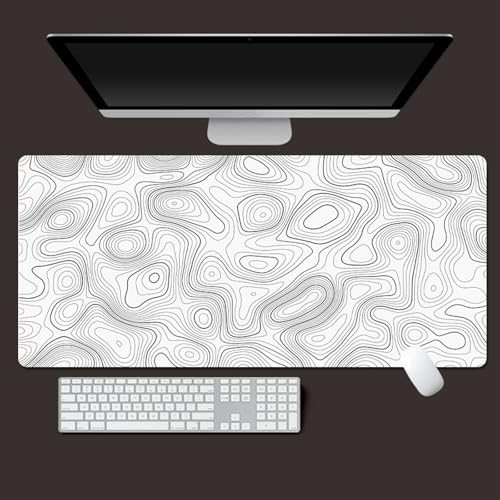 Odot Groß Mauspad Gaming, 3D Abstrakte Linien Mousepad, Vernähte Kanten Schreibtischunterlage mit rutschfeste Gummibasis, Schreibtisch Unterlage für Spiele, Büro (Weiß 4,300x600x3mm) von Odot
