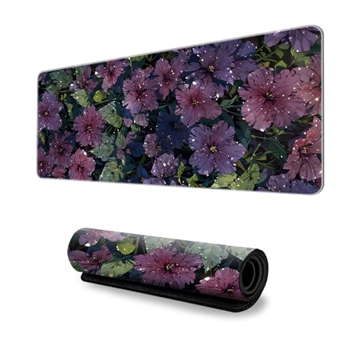 Odot Groß Mauspad Gaming, 3D-Blumendruck Mousepad, Vernähte Kanten Schreibtischunterlage mit rutschfeste Gummibasis, Schreibtisch Unterlage für Spiele, Büro (Blüte 6,400x900x3mm) von Odot