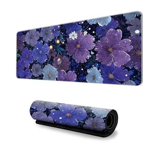 Odot Groß Mauspad Gaming, 3D-Blumendruck Mousepad, Vernähte Kanten Schreibtischunterlage mit rutschfeste Gummibasis, Schreibtisch Unterlage für Spiele, Büro (Blüte G,300x800x4mm) von Odot