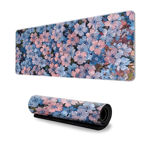 Odot Groß Mauspad Gaming, 3D-Blumendruck Mousepad, Vernähte Kanten Schreibtischunterlage mit rutschfeste Gummibasis, Schreibtisch Unterlage für Spiele, Büro (Blume L,300x700x3mm) von Odot