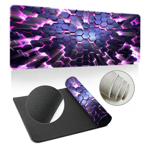 Odot Groß Mauspad Gaming, 3D Geometrischer Mousepad, Vernähte Kanten Schreibtischunterlage mit rutschfeste Gummibasis, Schreibtisch Unterlage für Spiele, Büro (Geometrisch -19,500x1000x2mm) von Odot