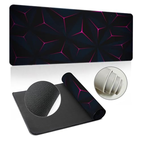 Odot Groß Mauspad Gaming, 3D Geometrischer Mousepad, Vernähte Kanten Schreibtischunterlage mit rutschfeste Gummibasis, Schreibtisch Unterlage für Spiele, Büro (Geometrisch -20,500x1000x2mm) von Odot