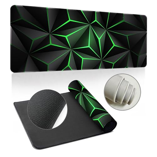 Odot Groß Mauspad Gaming, 3D Geometrischer Mousepad, Vernähte Kanten Schreibtischunterlage mit rutschfeste Gummibasis, Schreibtisch Unterlage für Spiele, Büro (Geometrisch -21,300x800x2mm) von Odot
