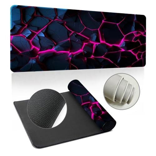 Odot Groß Mauspad Gaming, 3D Geometrischer Mousepad, Vernähte Kanten Schreibtischunterlage mit rutschfeste Gummibasis, Schreibtisch Unterlage für Spiele, Büro (Geometrisch -31,400x900x2mm) von Odot