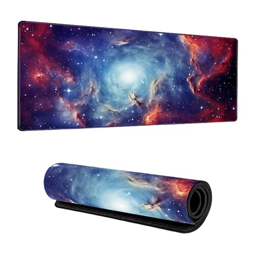 Odot Groß Mauspad Gaming, 3D Sternenhimmel Mousepad, Vernähte Kanten Schreibtischunterlage mit rutschfeste Gummibasis, Schreibtisch Unterlage für Spiele, Büro (Blau Rot,300x600x3mm) von Odot