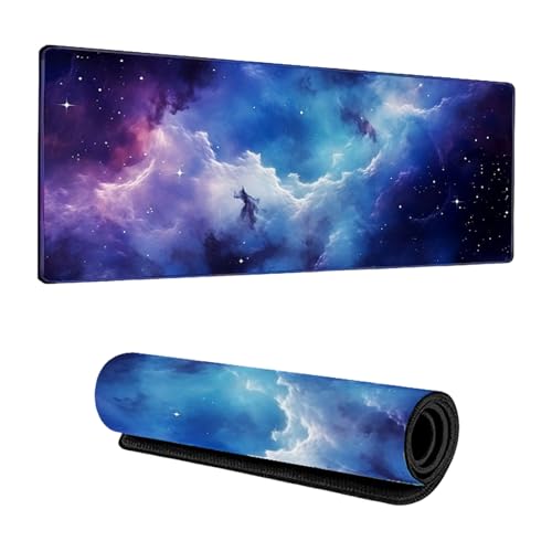 Odot Groß Mauspad Gaming, 3D Sternenhimmel Mousepad, Vernähte Kanten Schreibtischunterlage mit rutschfeste Gummibasis, Schreibtisch Unterlage für Spiele, Büro (Blau Violett,300x600x3mm) von Odot