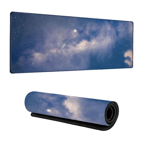 Odot Groß Mauspad Gaming, 3D Sternenhimmel Mousepad, Vernähte Kanten Schreibtischunterlage mit rutschfeste Gummibasis, Schreibtisch Unterlage für Spiele, Büro (Grau Blau,300x600x3mm) von Odot