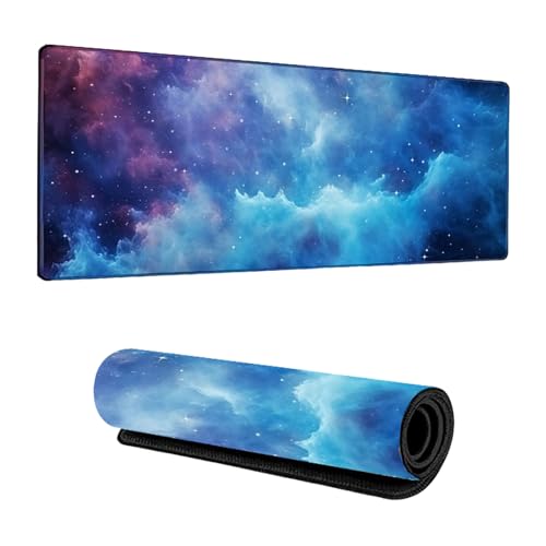 Odot Groß Mauspad Gaming, 3D Sternenhimmel Mousepad, Vernähte Kanten Schreibtischunterlage mit rutschfeste Gummibasis, Schreibtisch Unterlage für Spiele, Büro (Himmelblau,300x700x3mm) von Odot