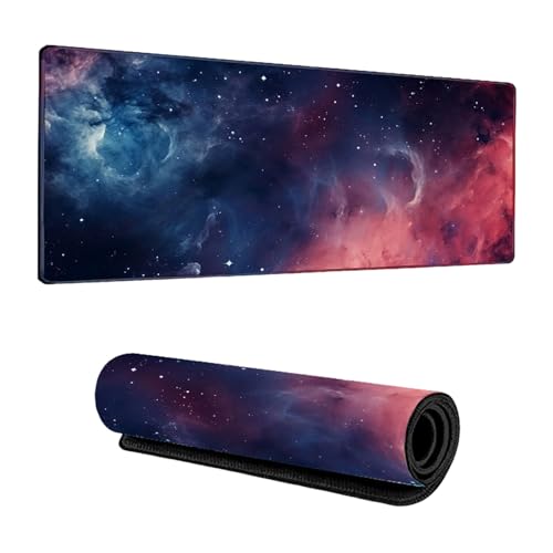 Odot Groß Mauspad Gaming, 3D Sternenhimmel Mousepad, Vernähte Kanten Schreibtischunterlage mit rutschfeste Gummibasis, Schreibtisch Unterlage für Spiele, Büro (Schwarz Rosa,400x900x3mm) von Odot