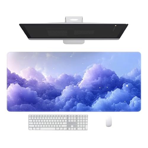 Odot Groß Mauspad Gaming, Bunte Wolken Mousepad, Vernähte Kanten Schreibtischunterlage mit rutschfeste Gummibasis, Schreibtisch Unterlage für Spiele, Büro (Blau,300x800x2mm) von Odot