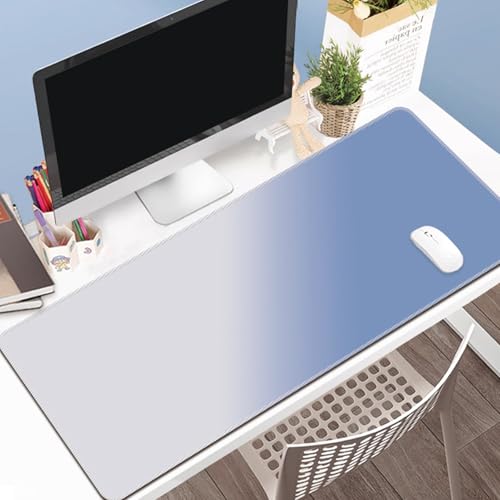 Odot Groß Mauspad Gaming, Farbverlauf Farbe Mousepad, Vernähte Kanten Schreibtischunterlage mit rutschfeste Gummibasis, Schreibtisch Unterlage für Spiele, Büro (Blau Grau,300x800x3mm) von Odot