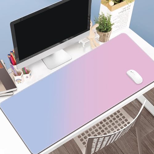 Odot Groß Mauspad Gaming, Farbverlauf Farbe Mousepad, Vernähte Kanten Schreibtischunterlage mit rutschfeste Gummibasis, Schreibtisch Unterlage für Spiele, Büro (Blau Rosa,300x800x4mm) von Odot