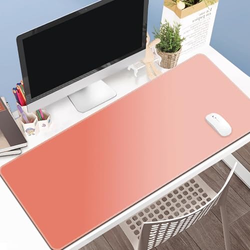 Odot Groß Mauspad Gaming, Farbverlauf Farbe Mousepad, Vernähte Kanten Schreibtischunterlage mit rutschfeste Gummibasis, Schreibtisch Unterlage für Spiele, Büro (Rosa Orange,300x800x3mm) von Odot