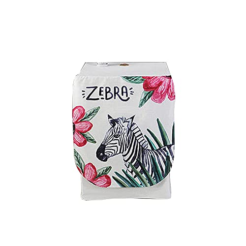 Odot Waschmaschinenabdeckung Staubdicht Wasserdichter Sonnenschutz für Frontlader-Waschmaschine Staubdichte Abdeckung Tumble Waschmaschine Trocknerschutz (L,Blume Zebra) von Odot