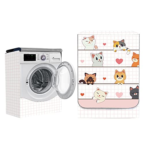 Odot Waschmaschinenabdeckung Staubdicht Wasserdichter Sonnenschutz für Frontlader-Waschmaschine Staubdichte Abdeckung Tumble Waschmaschine Trocknerschutz (verwöhnte Katze,M-Kapazität 8~10 kg) von Odot