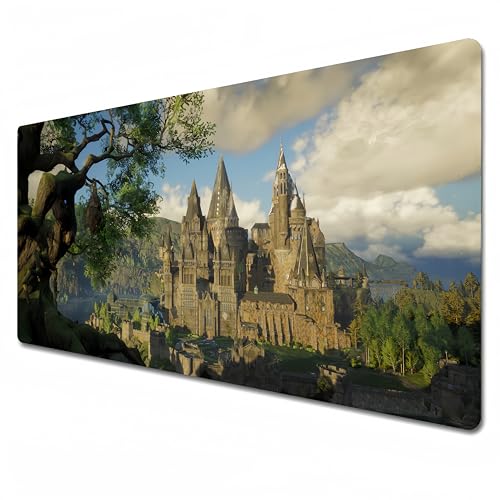 Hogwart Legacy XXL-Mauspad, Schwarz-Weiß, Gaming-Mauspad, 900 x 400 cm, Büro-Schreibtischunterlage, Groß, Wasserdicht, Rutschfest, Grün, 90 x 40 x 0,3 cm von Odrys