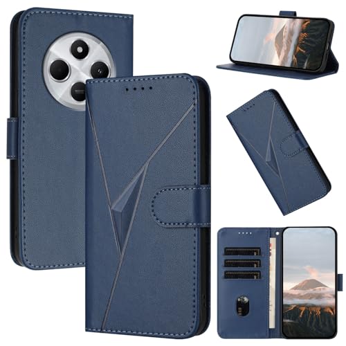Handyhülle für Xiaomi Redmi 14C / Poco C75 Hülle Klapphülle Premium Lederhülle Geldbörse [Kartenfächer] Klappbar Flip Schutzhülle Wallet Handytasche Case [Magnetverschluss] [Standfunktion] -Blau von Oduio
