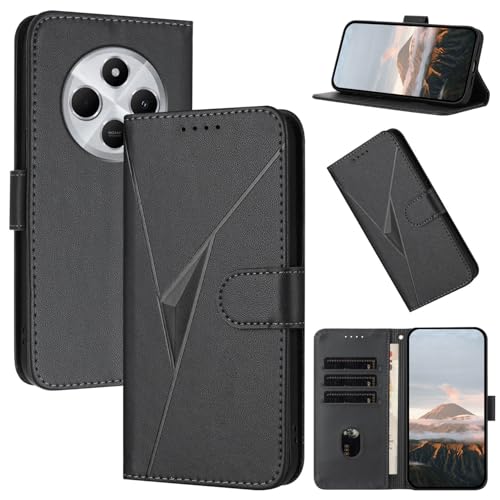 Handyhülle für Xiaomi Redmi 14C / Poco C75 Hülle Klapphülle Premium Lederhülle Geldbörse [Kartenfächer] Klappbar Flip Schutzhülle Wallet Handytasche Case [Magnetverschluss] [Standfunktion] -Schwarz von Oduio