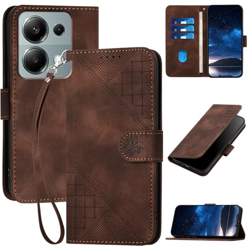 Handyhülle für Xiaomi Redmi Note 13 Pro 4G / Poco M6 Pro Hülle Klapphülle Premium Lederhülle Geldbörse [Kartenfächer] Klappbar Flip Schutzhülle Wallet Case [Magnetverschluss] [Standfunktion] -Braun von Oduio