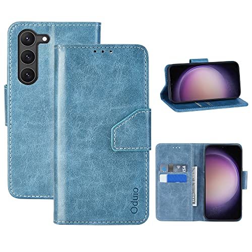 Hülle Samsung Galaxy S23, Handytasche mit Standfunktion Magnetverschluss PU Lederhülle Handyhülle Flip Case [RFID Schutz] [Stoßfeste ] - Blau von Oduio