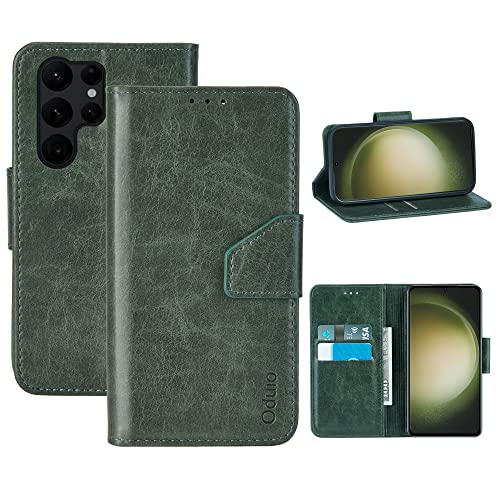 Hülle Samsung Galaxy S23 Ultra, Handytasche mit Standfunktion Magnetverschluss PU Lederhülle Handyhülle Flip Case [RFID Schutz] [Stoßfeste ] - Grün von Oduio