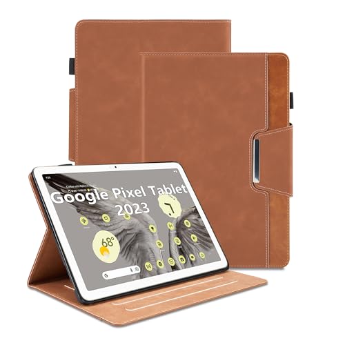 Hülle für Google Pixel Tablet 2023 11 Zoll PU Leder Multi-Winkel Ständer Folio Schutzhülle Case mit Kartentasche und Stand Funktion Smart Cover, Braun von Oduio