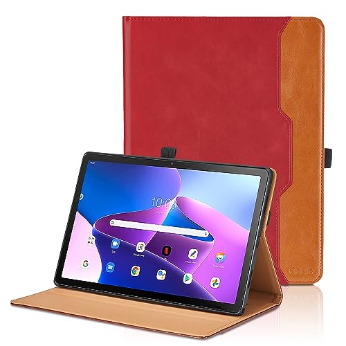 Hülle für Lenovo Tab M10 Plus 3rd Gen 10.6 Zoll 2022 (TB125FU /TB128FU), Business PU Leder Schutzhülle, Multi-Winkel Ansehen Folio Case Dokumentschlitze und Auto Schlaf/Wach - Rot von Oduio