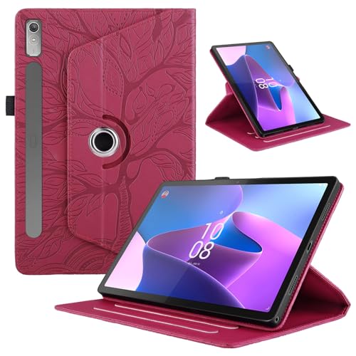 Hülle für Lenovo Tab P11 Pro (2nd Gen) 11.2'' TB132/TB138 2022, Premium PU Leder Multi-Winkel 360 Stoßfeste Grad Drehbare Leichte Schutzhülle, Rotating Case Cover mit Stand Funktion - Rot von Oduio