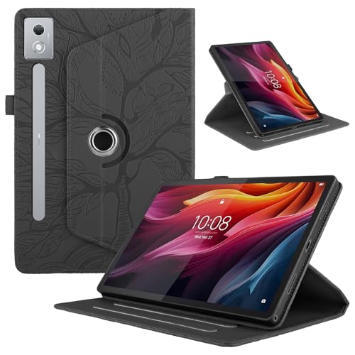 Hülle für Lenovo Tab P12 Pro 2025/ Xiaoxin Pad Pro 12.7 Zoll 2025 Premium PU Leder Multi-Winkel 360 Grad Drehbare Leichte Schutzhülle, Rotating Case Cover mit Stand Funktion - Schwarz von Oduio