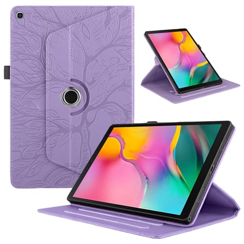 Hülle für Samsung Galaxy Tab A 10,1 Zoll T510/T515 2019, Premium PU Leder Multi-Winkel 360 Grad Drehbare Leichte Schutzhülle, Rotating Case Cover mit Stand Funktion - Lila von Oduio