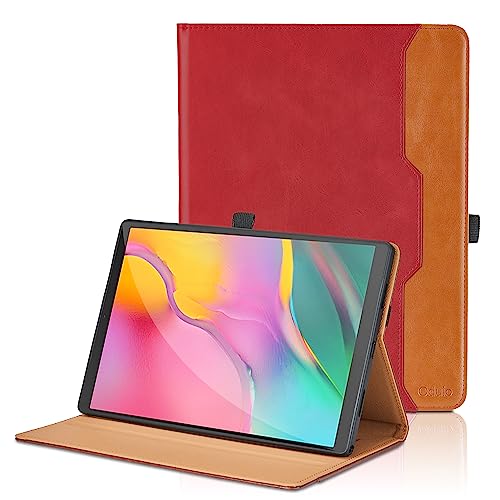 Hülle für Samsung Galaxy Tab A 10,1 Zoll T510/T515 2019 PU Leder Schutzhülle mit Tasche und Stifthalter, Smart Cover mit Stand Funktion für Samsung Galaxy Tab A 10.1 Zoll 2019 Tablet - Rot von Oduio