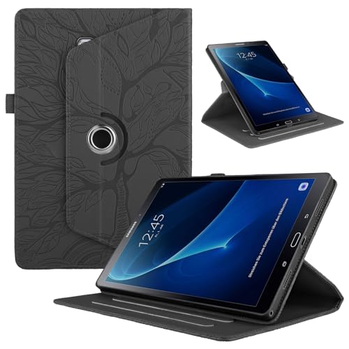 Hülle für Samsung Galaxy Tab A6 10.1 Zoll 2016 SM-T580/T585, Premium PU Leder Multi-Winkel 360 Stoßfeste Grad Drehbare Leichte Schutzhülle, Rotating Case Cover mit Stand Funktion - Schwarz von Oduio