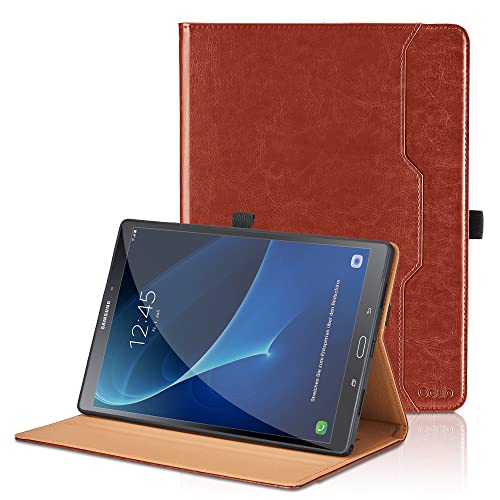 Hülle für Samsung Galaxy Tab A6 10.1 Zoll 2016 SM-T580/T585 PU Leder Schutzhülle mit Tasche und Stifthalter, Auto Schlaf/Aufwach Funktion Smart Cover mit Stand Funktion - Braun von Oduio