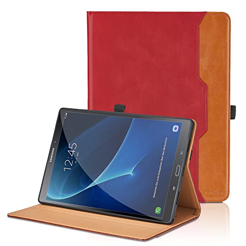 Hülle für Samsung Galaxy Tab A6 10.1 Zoll 2016 SM-T580/T585 PU Leder Schutzhülle mit Tasche und Stifthalter, Auto Schlaf/Aufwach Funktion Smart Cover mit Stand Funktion - Rot von Oduio