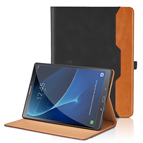 Hülle für Samsung Galaxy Tab A6 10.1 Zoll 2016 SM-T580/T585 PU Leder Schutzhülle mit Tasche und Stifthalter, Auto Schlaf/Aufwach Funktion Smart Cover mit Stand Funktion - Schwarz von Oduio